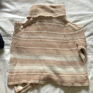 Urban Outfitters Mackenna Tan and Cream Striped Turtleneck Sweater